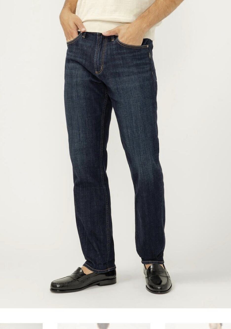 Silver Jean Co. Men's Jeans 46x32 Dark Blue Wash Stretch Machray Straight